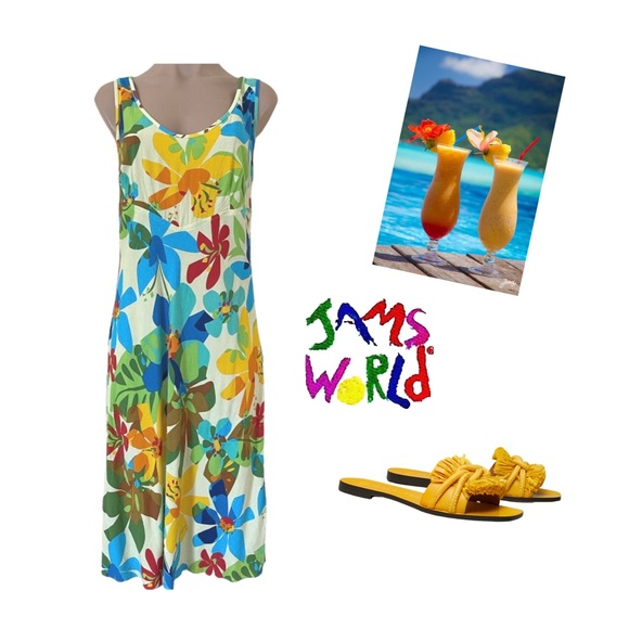 Jams World Flower Shower Cruise Resort Wear Beach Dress SZ L